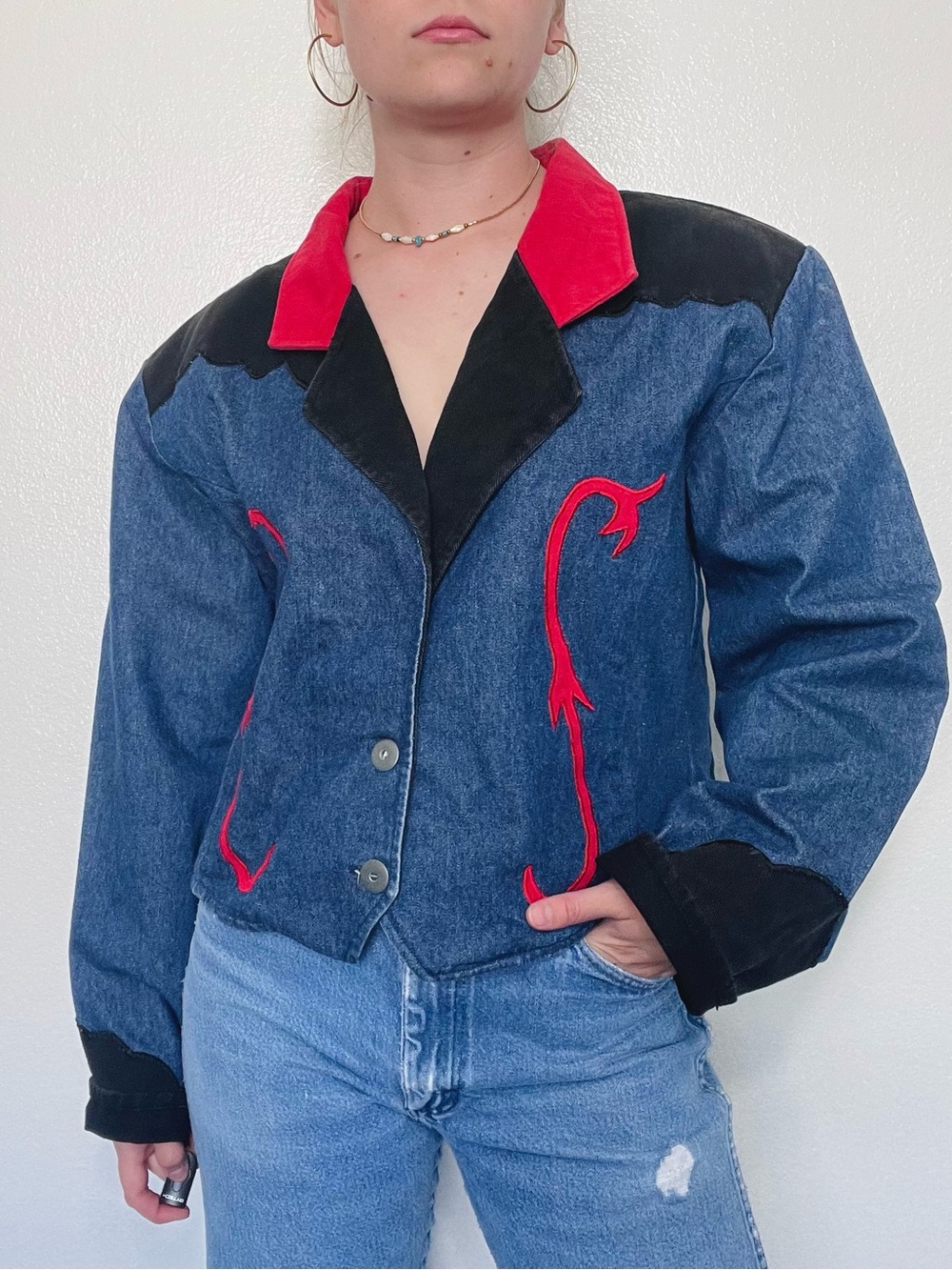 Sheplers | Vintage 80s Denim Western Blazer Jacket - Picture 2 of 9